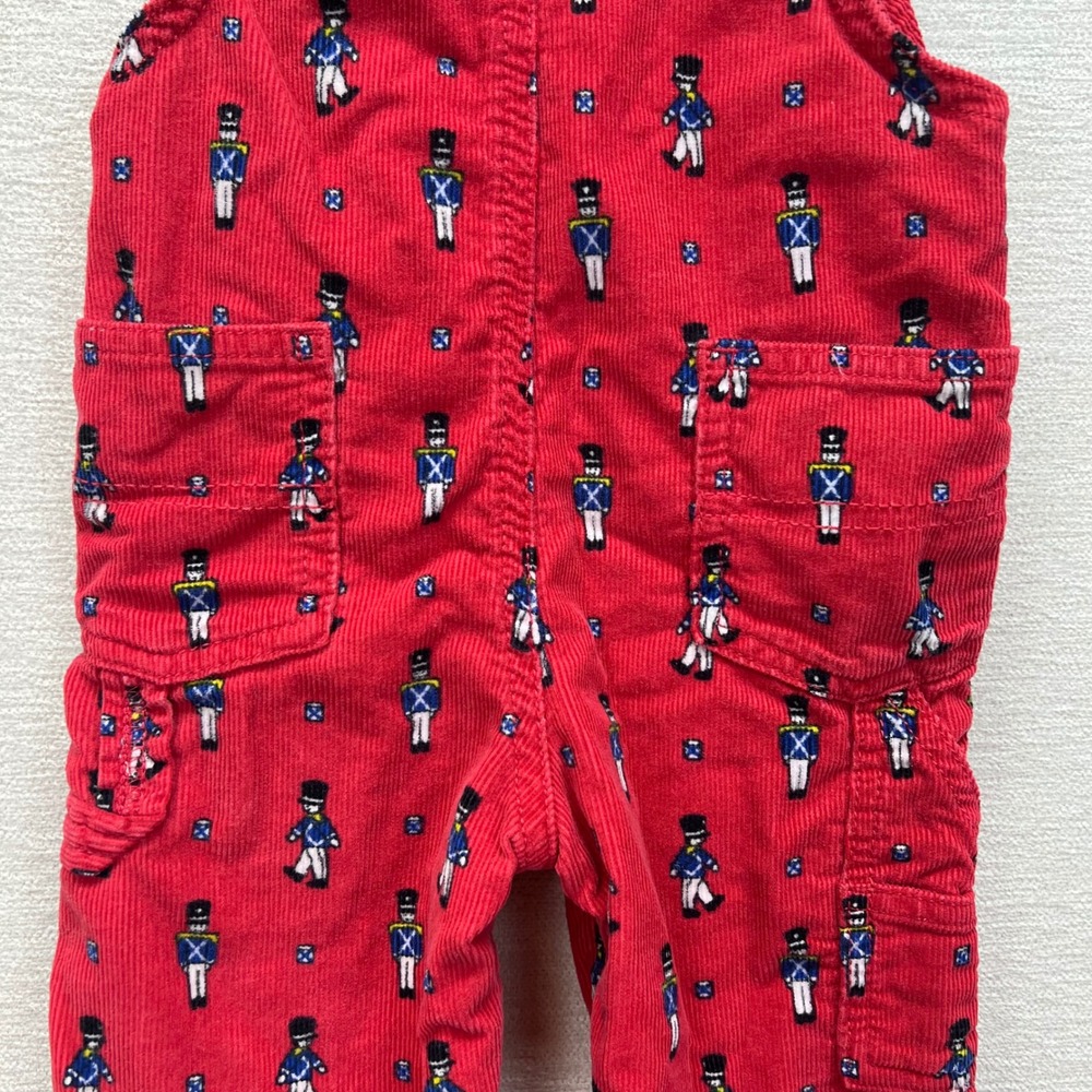 OshKosh Bgosh‎ Vestback Kids Red Corduroy Nutcracker Soldier Lined Overalls 12M - Picture 9 of 11